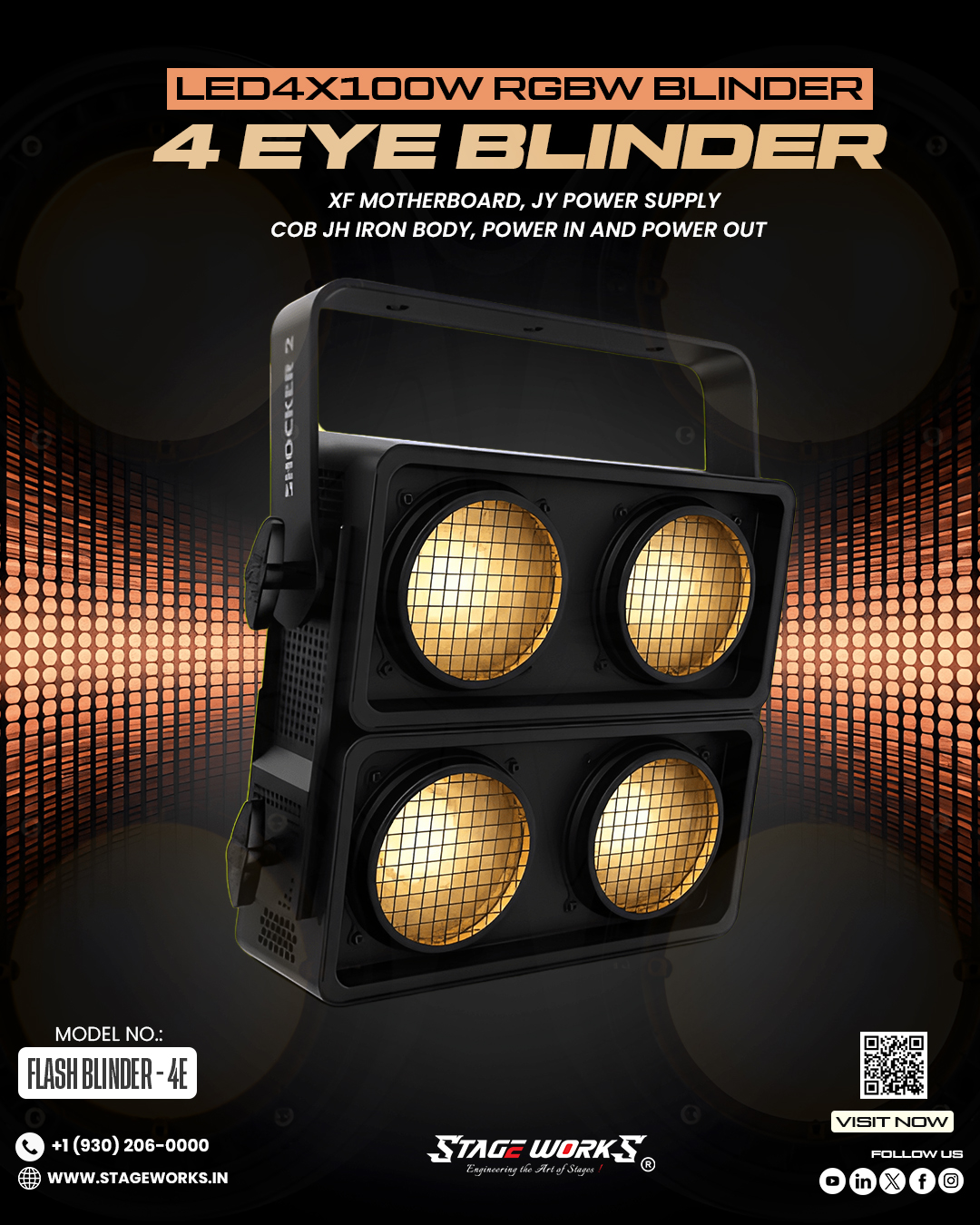Stage Works 4x100W RGBW LED Blinder (FLASH BLINDER - 4E)