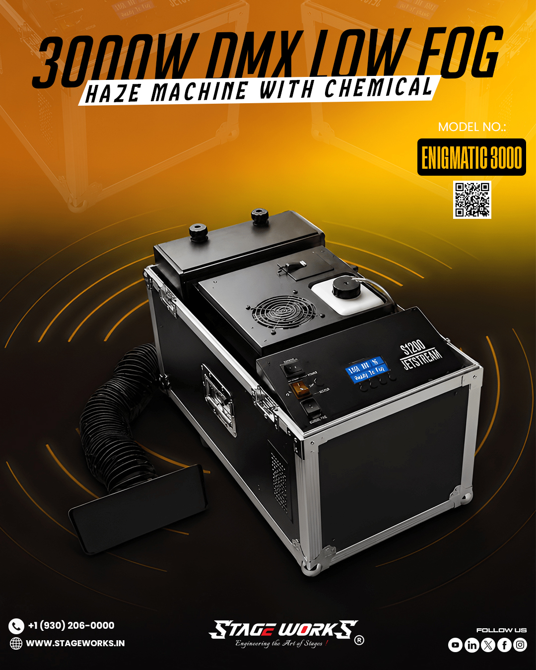 Stage Works 3000W DMX  Low Fog Machine(MODEL NO. ENIGMATIC -3000)