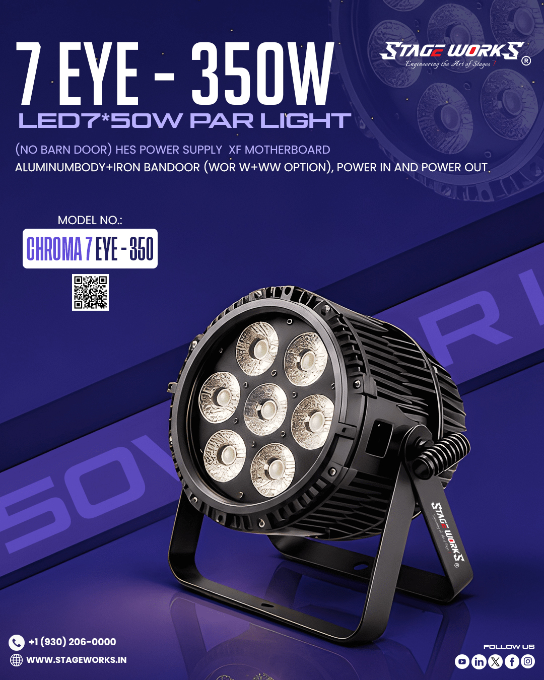 Auditorium Stage Works 7x 50W LED PAR Light (CHROMA 7 EYE - 350)