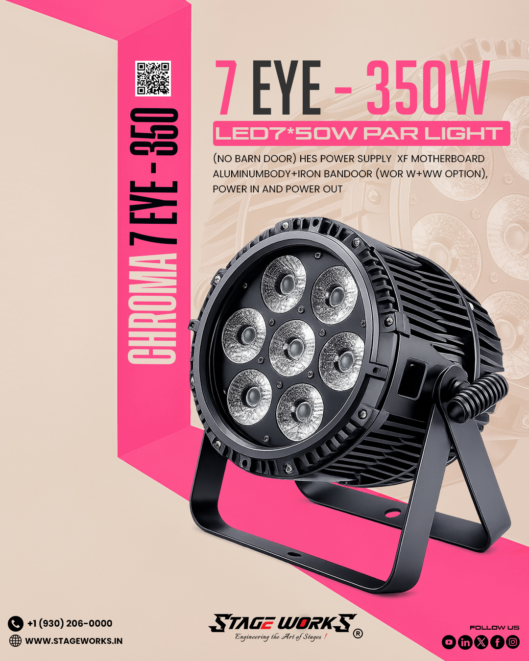 Auditorium Stage Works 7x 50W LED PAR Light (CHROMA 7 EYE - 350)