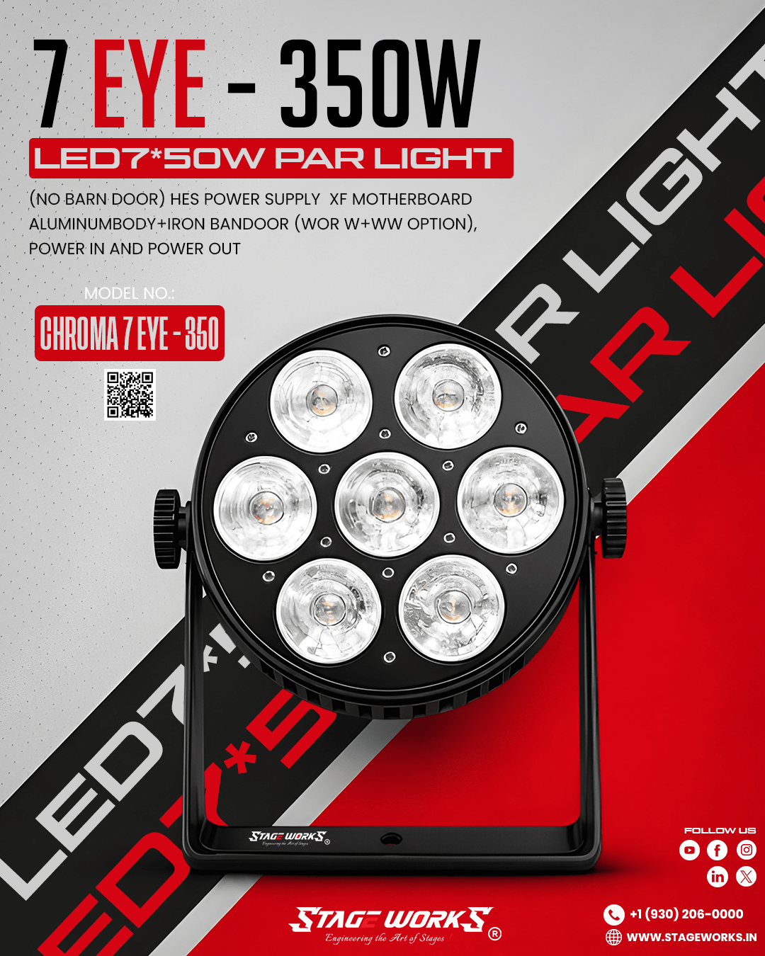 Auditorium Stage Works 7x 50W LED PAR Light (CHROMA 7 EYE - 350)