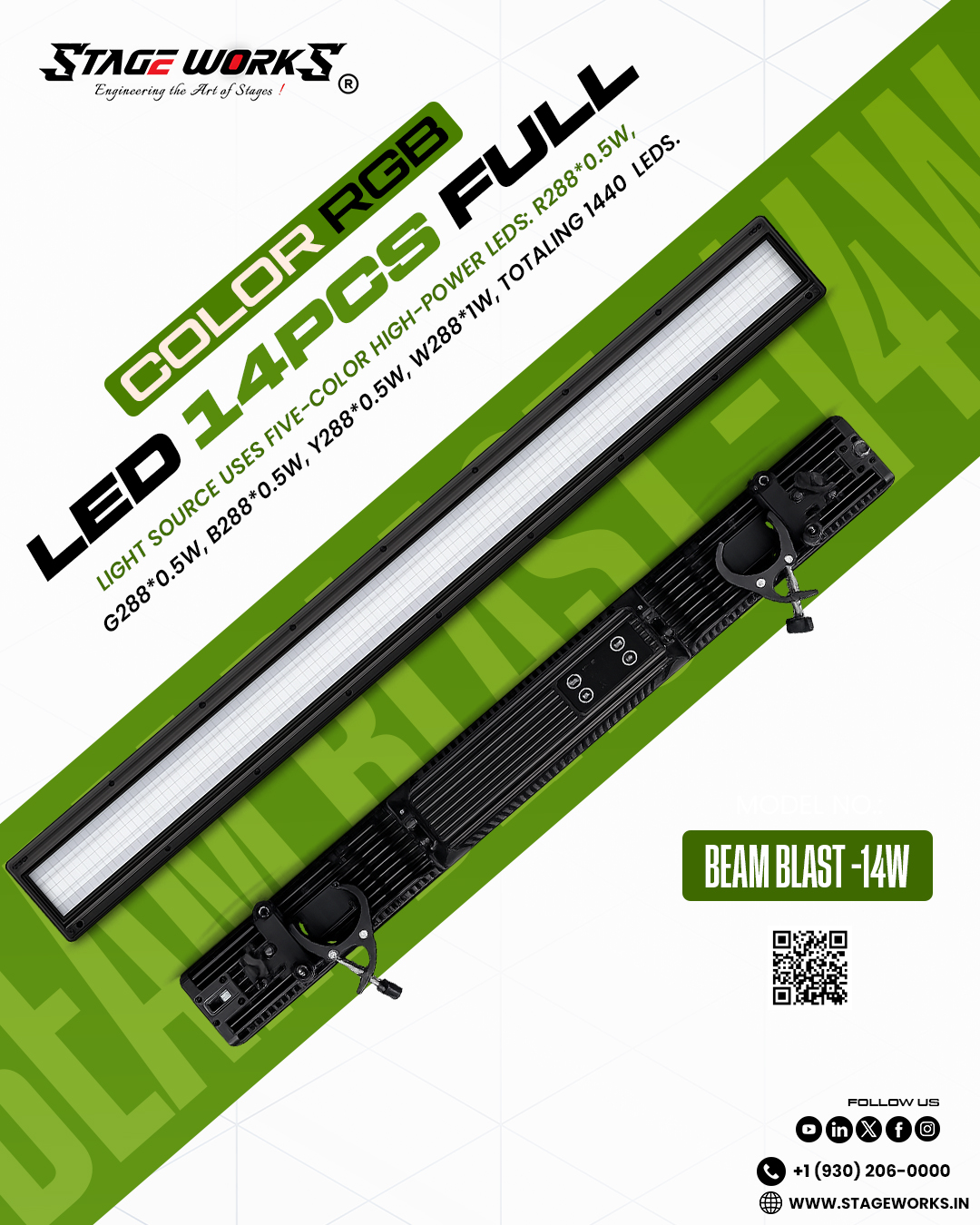 AI BEAM BLAST 1440-LED Multi-Color Pixel Beam Bar Light