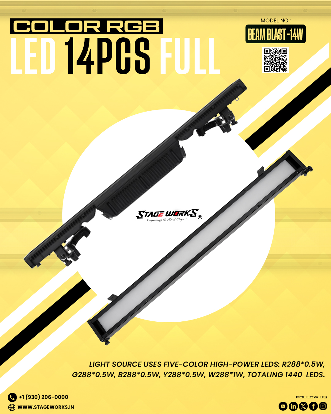 AI BEAM BLAST 1440-LED Multi-Color Pixel Beam Bar Light