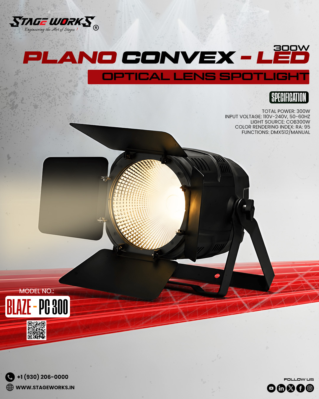 AI BLAZE - PC 300/EZ Motorized Electric Zoom Plano-Convex Spot