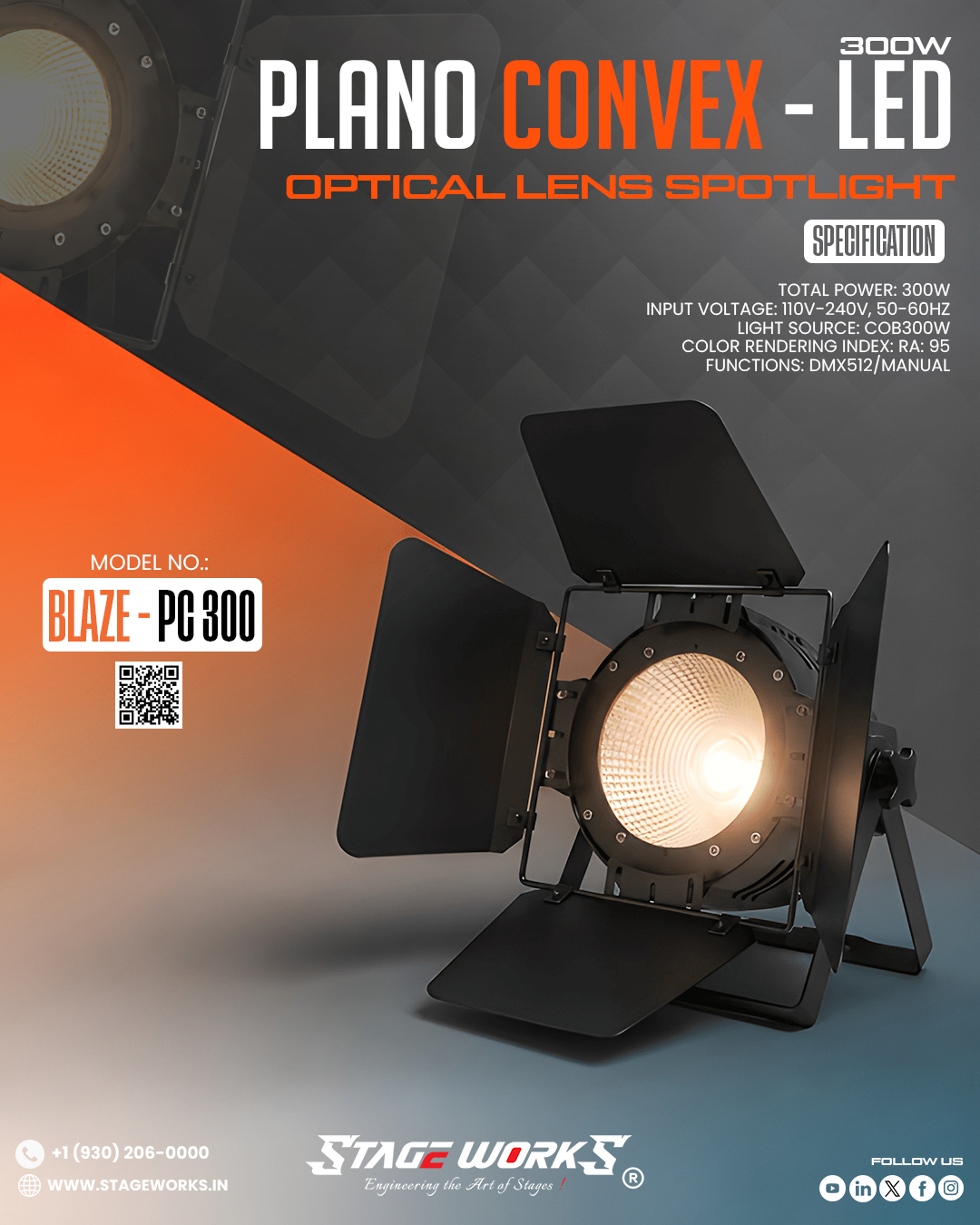 AI BLAZE - PC 300/EZ Motorized Electric Zoom Plano-Convex Spot