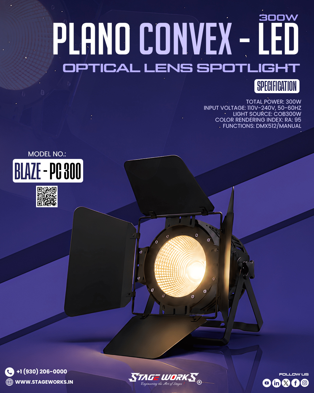 AI BLAZE - PC 300/EZ Motorized Electric Zoom Plano-Convex Spot