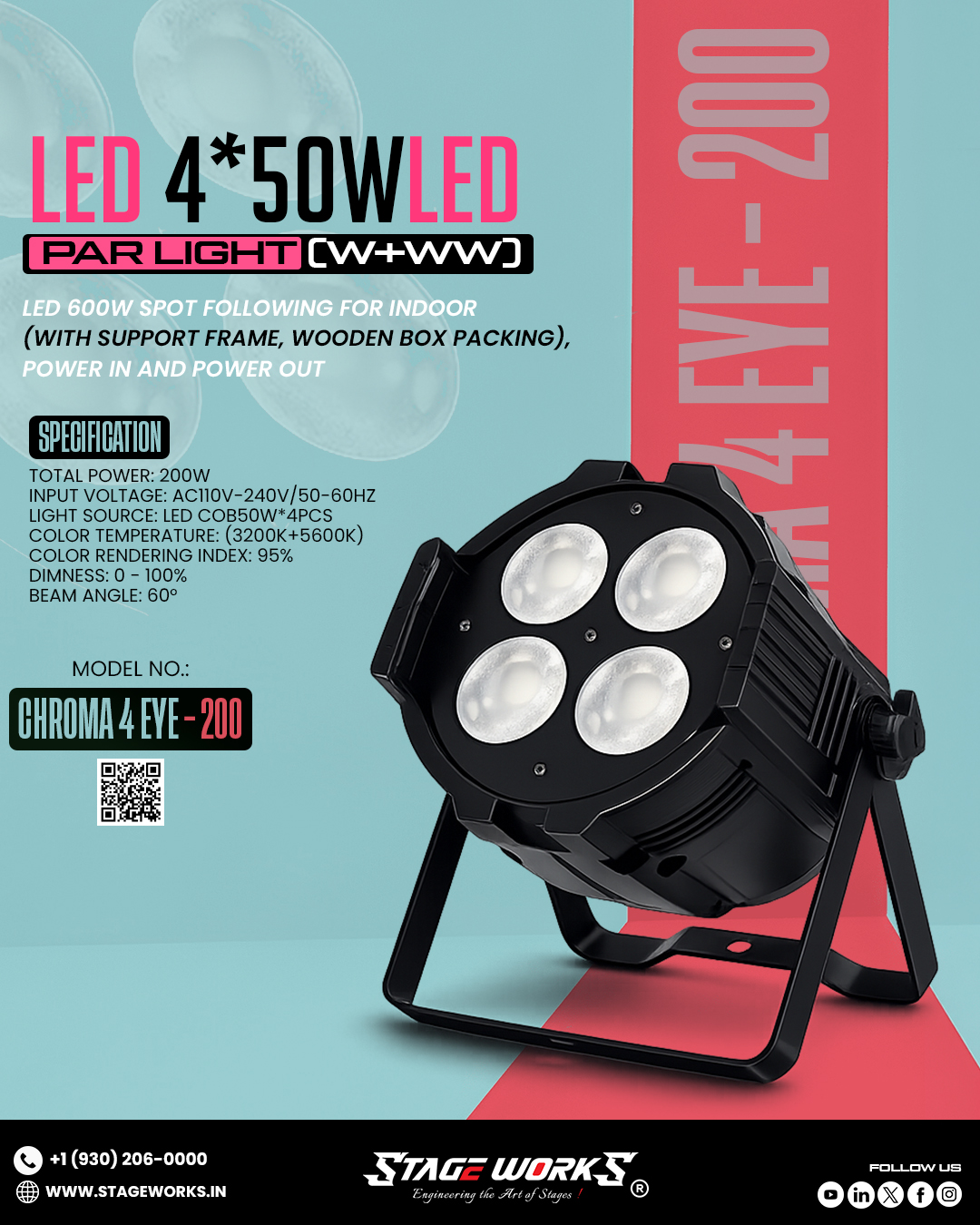 AI CHROMA 4 EYE - 200 4-Cell COB Audience Blinder Light