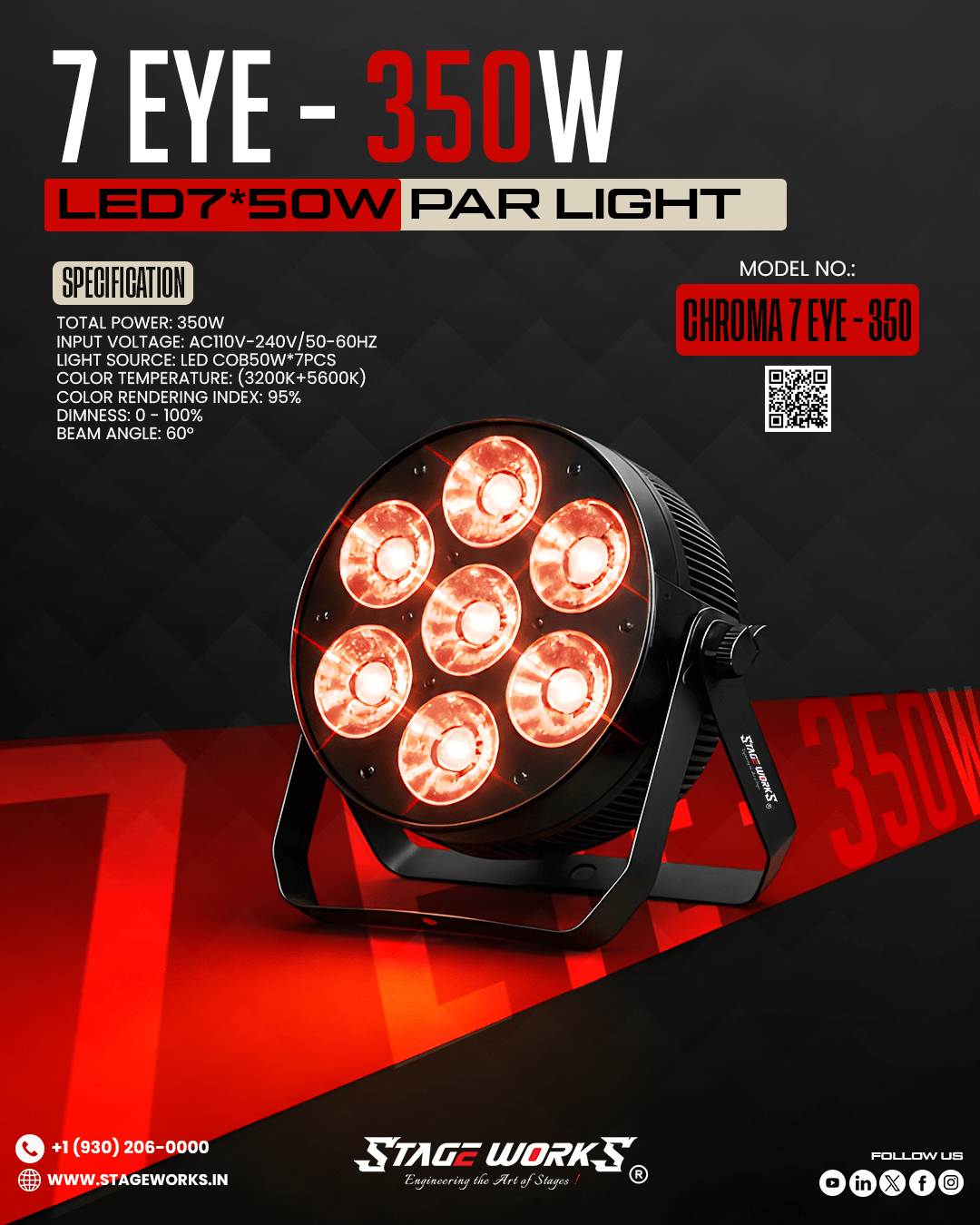 AI CHROMA 7 EYE - 350 7-Cell High-Power Stage Blinder PAR