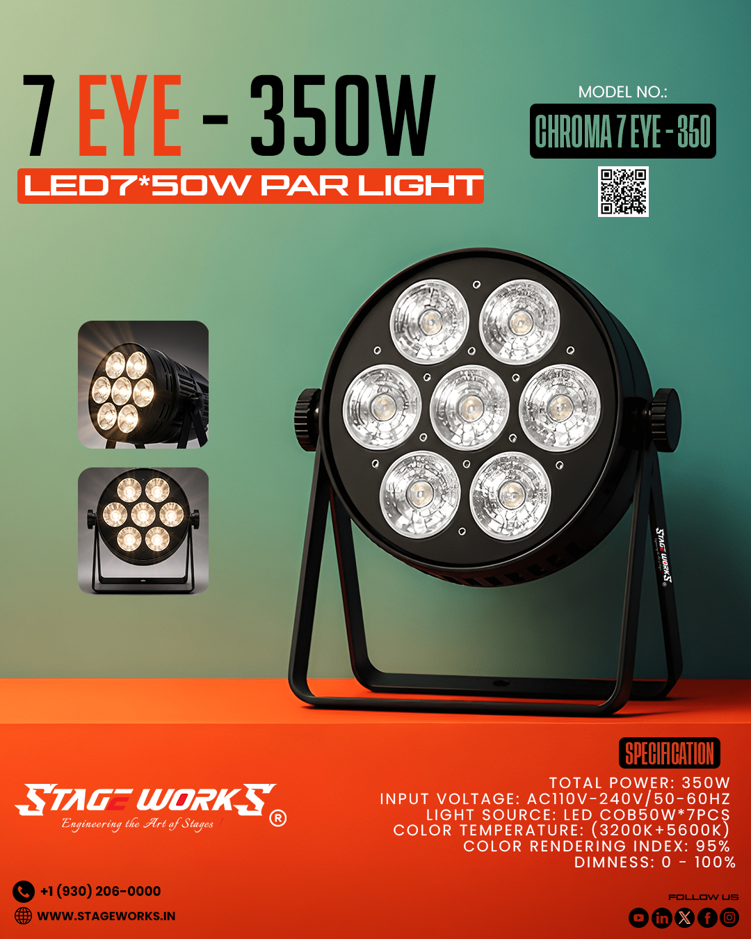 AI CHROMA 7 EYE - 350 7-Cell High-Power Stage Blinder PAR