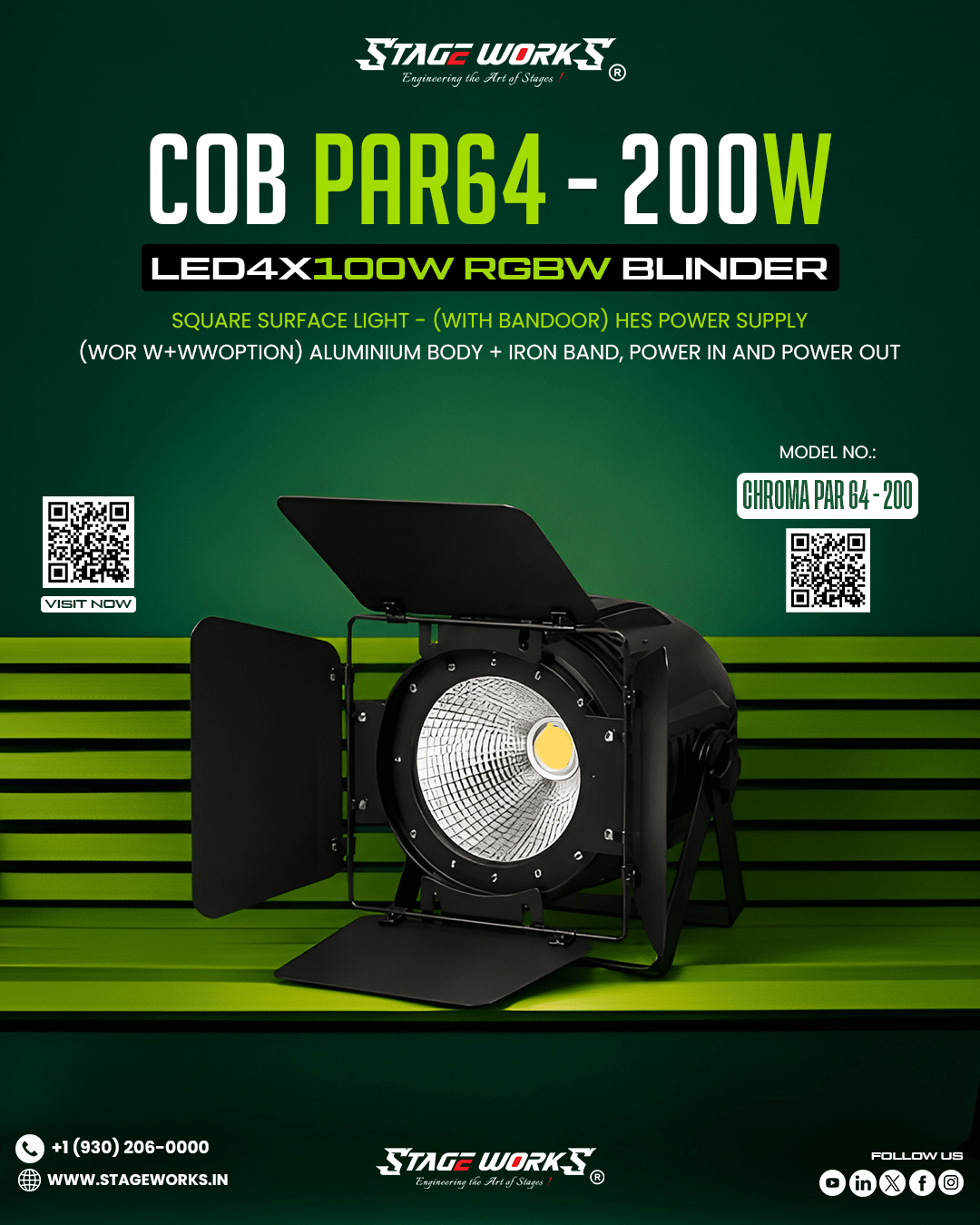AI CHROMA PAR 64 - 300 High-Output 300W Stage PAR Can