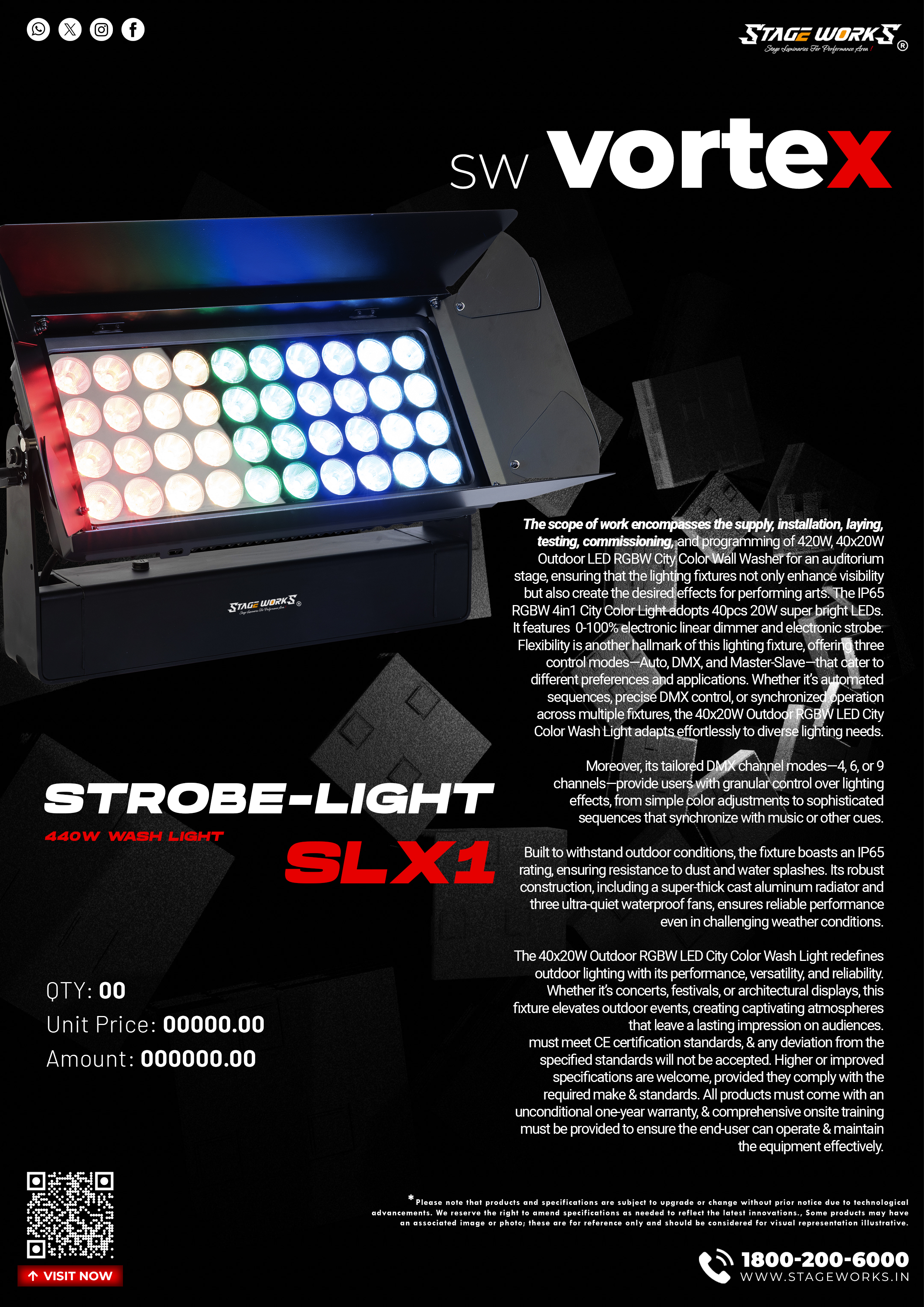 AI DYNAMIC FLOOD 48x10W RGBW 4-in-1 LED Stage Flood Light