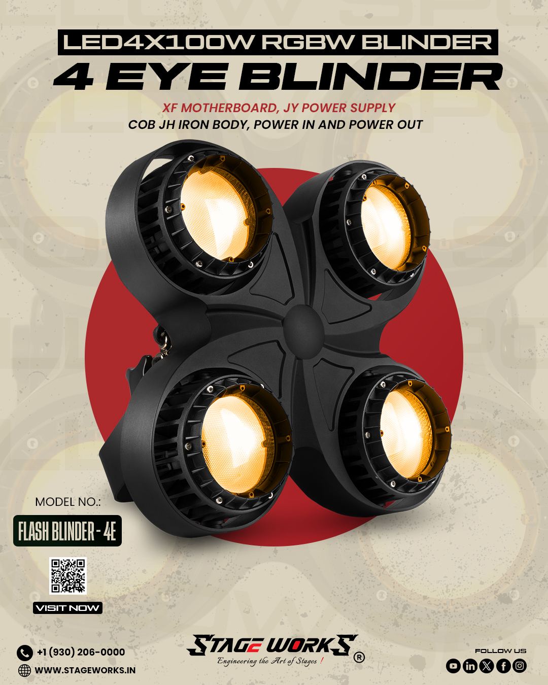 AI FLASH RGB BLINDER - 4E 400W RGBW Audience Stage Blinder