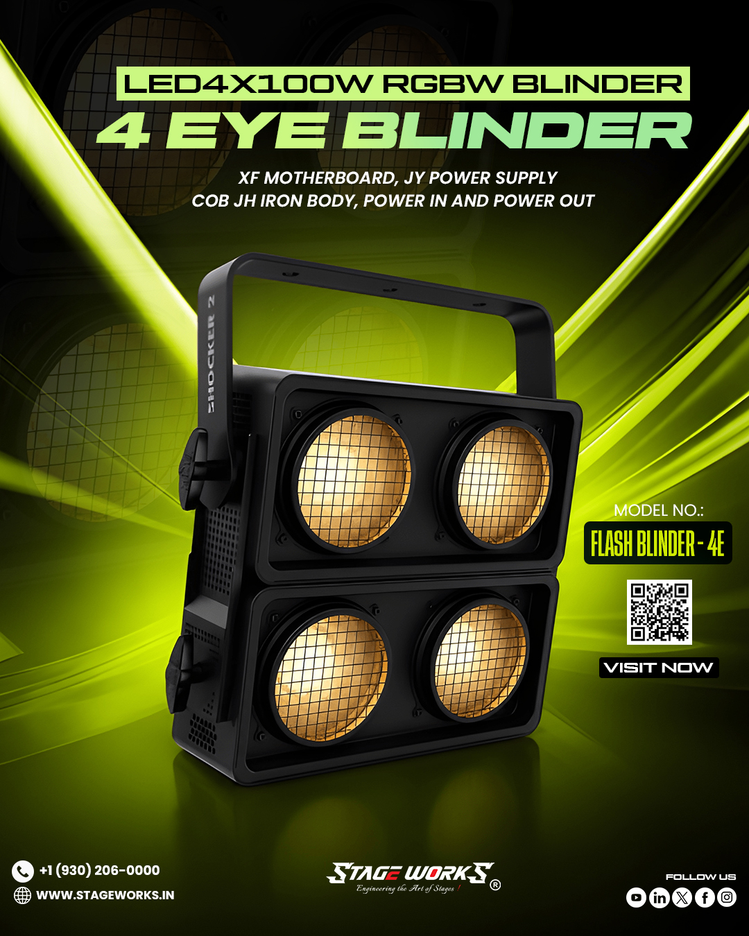 AI FLASH RGB BLINDER - 4E 400W RGBW Audience Stage Blinder