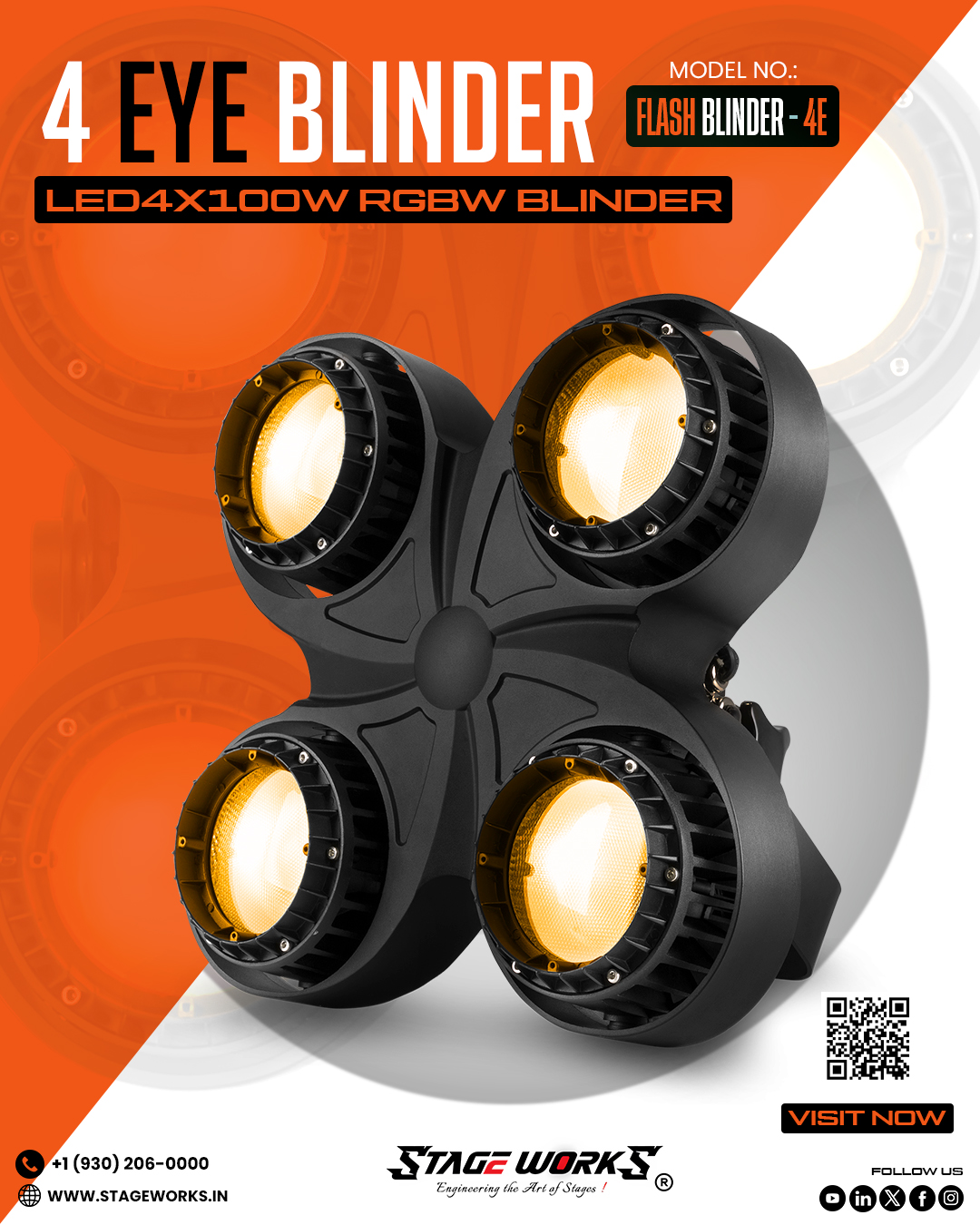 AI FLASH RGB BLINDER - 4E 400W RGBW Audience Stage Blinder