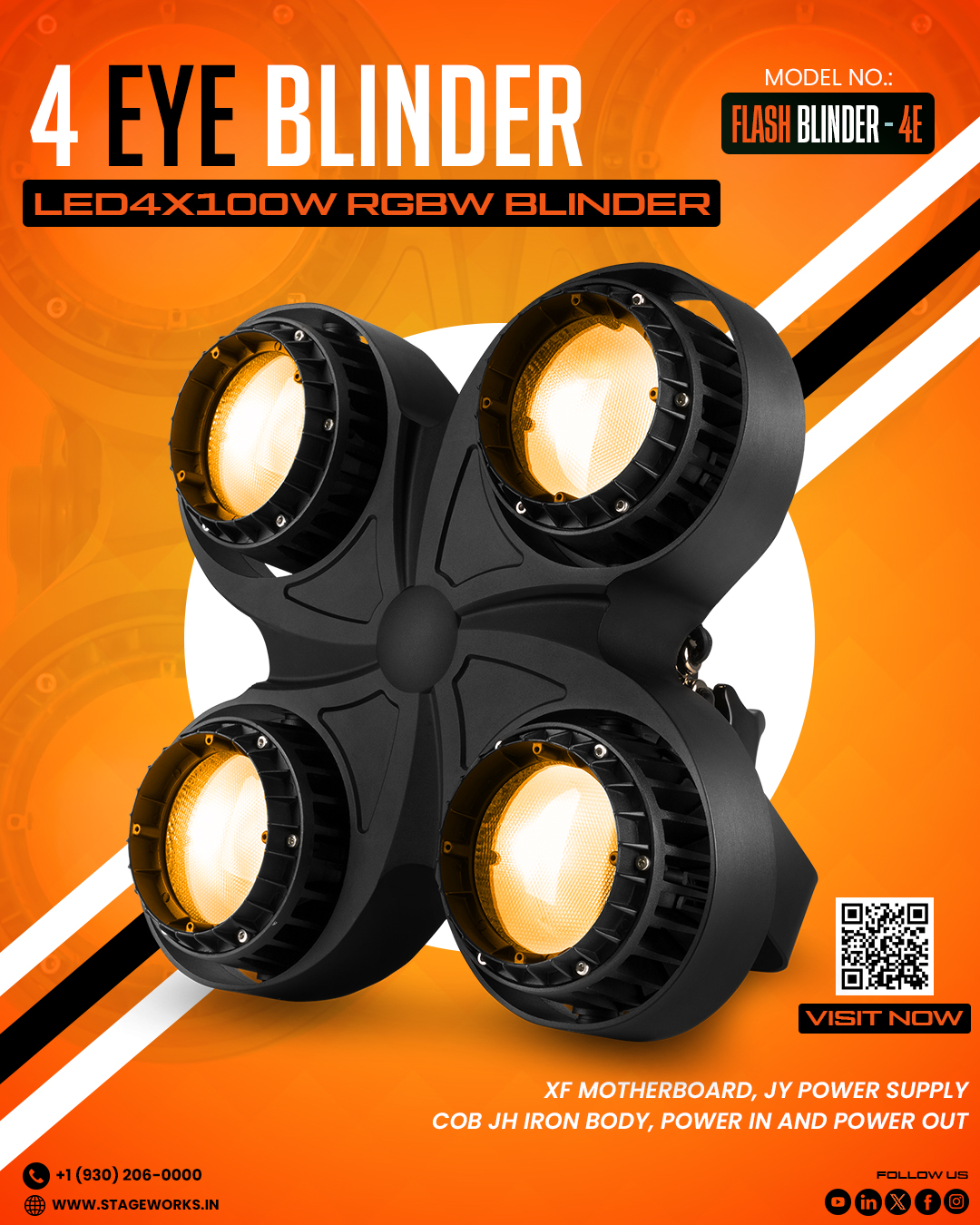 AI FLASH RGB BLINDER - 4E 400W RGBW Audience Stage Blinder