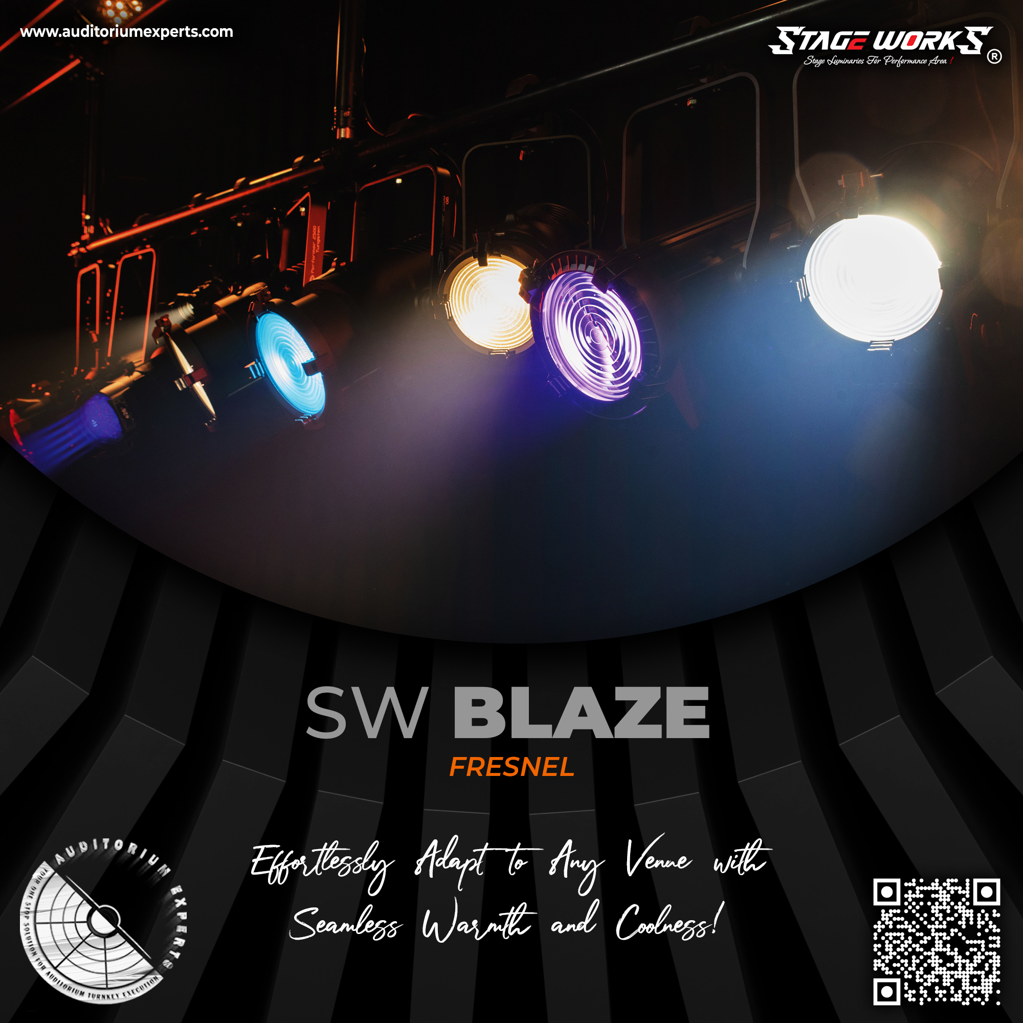 AI PERFORMER - FS 300 EZ 300W Motorized Electronic Zoom Fresnel Spotlight