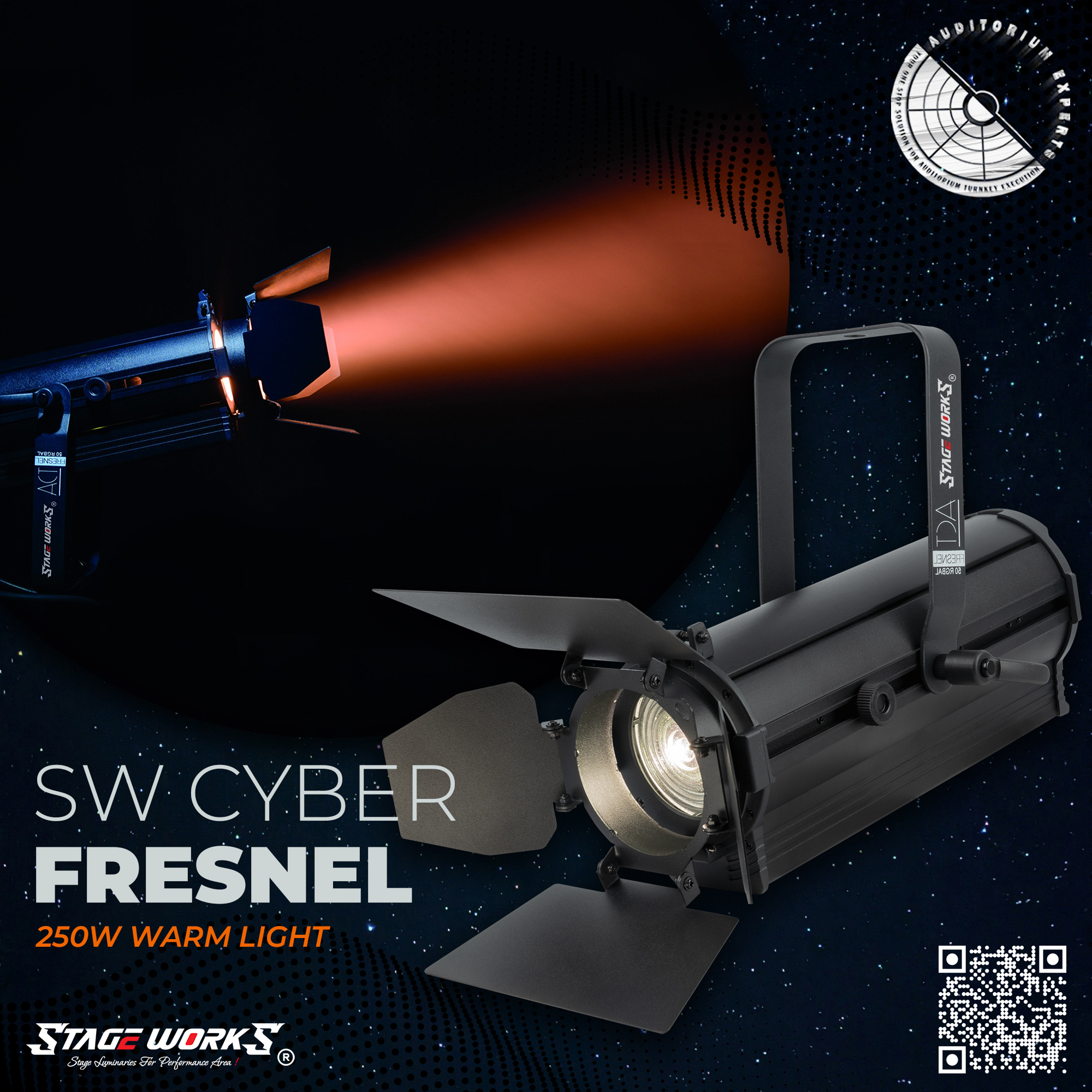 AI PERFORMER - FS 300 EZ 300W Motorized Electronic Zoom Fresnel Spotlight