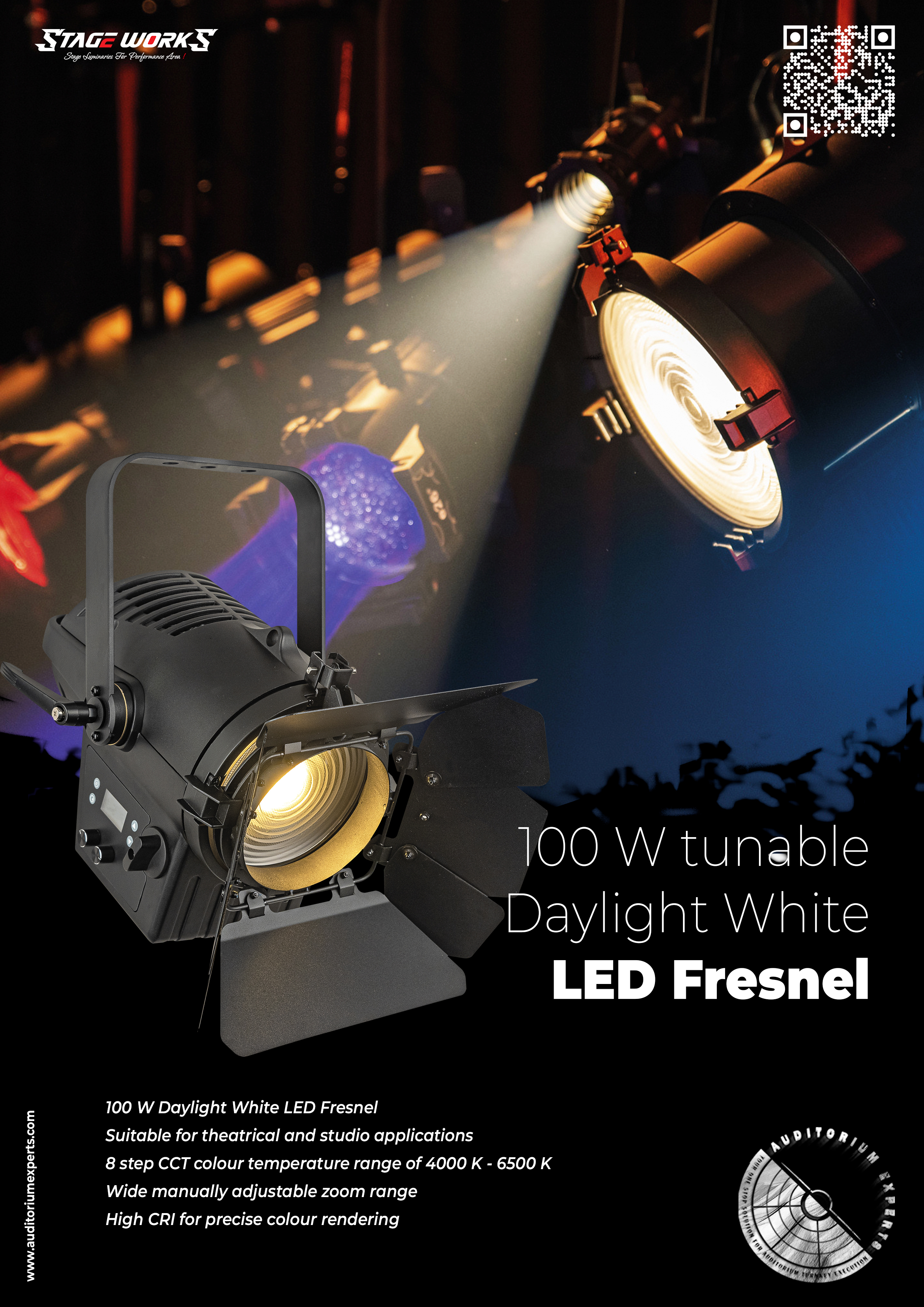 AI PERFORMER - FS 300 EZ 300W Motorized Electronic Zoom Fresnel Spotlight