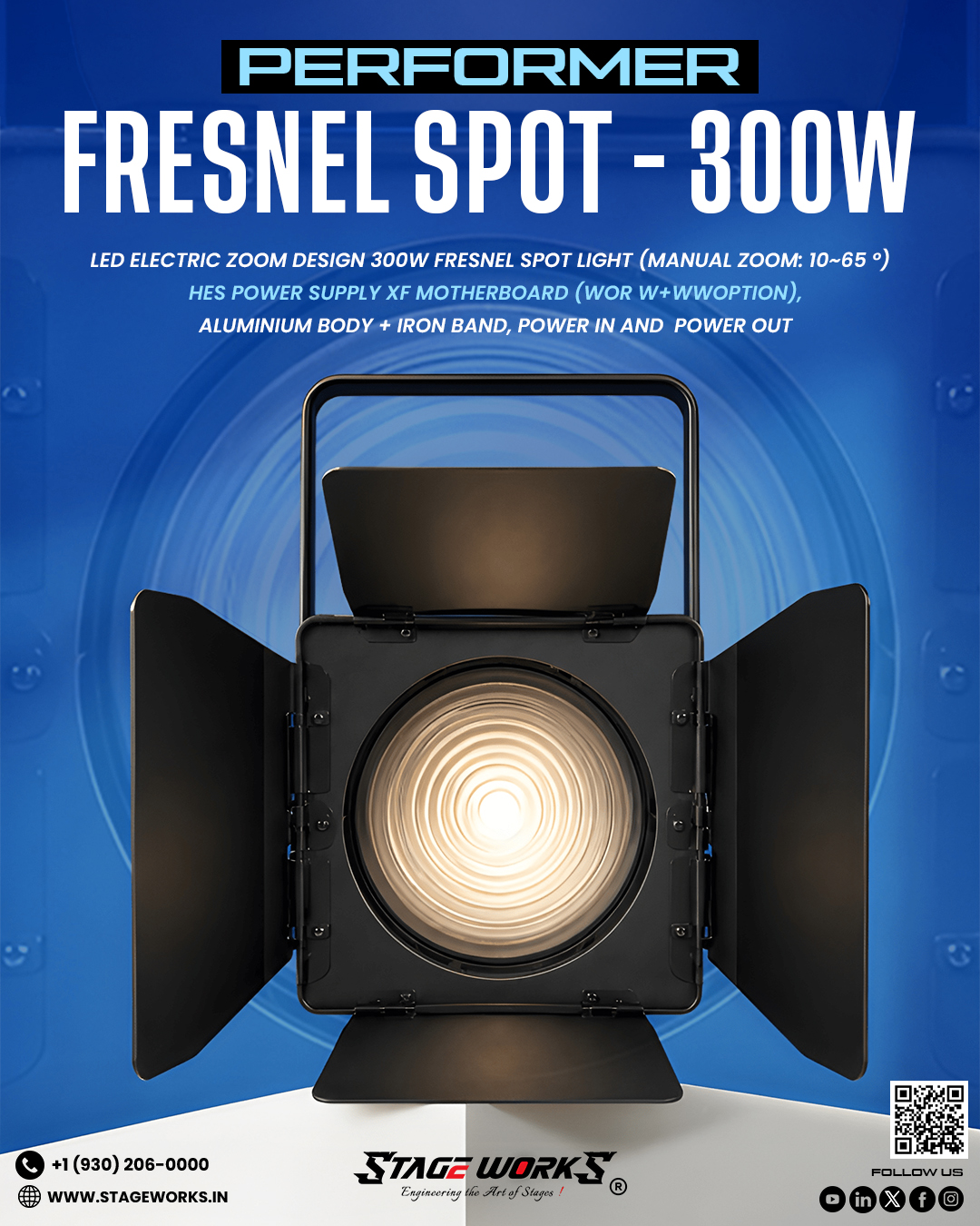 AI PERFORMER - FS 300 MZ 300W Fresnel Spotlight with Manual Zoom