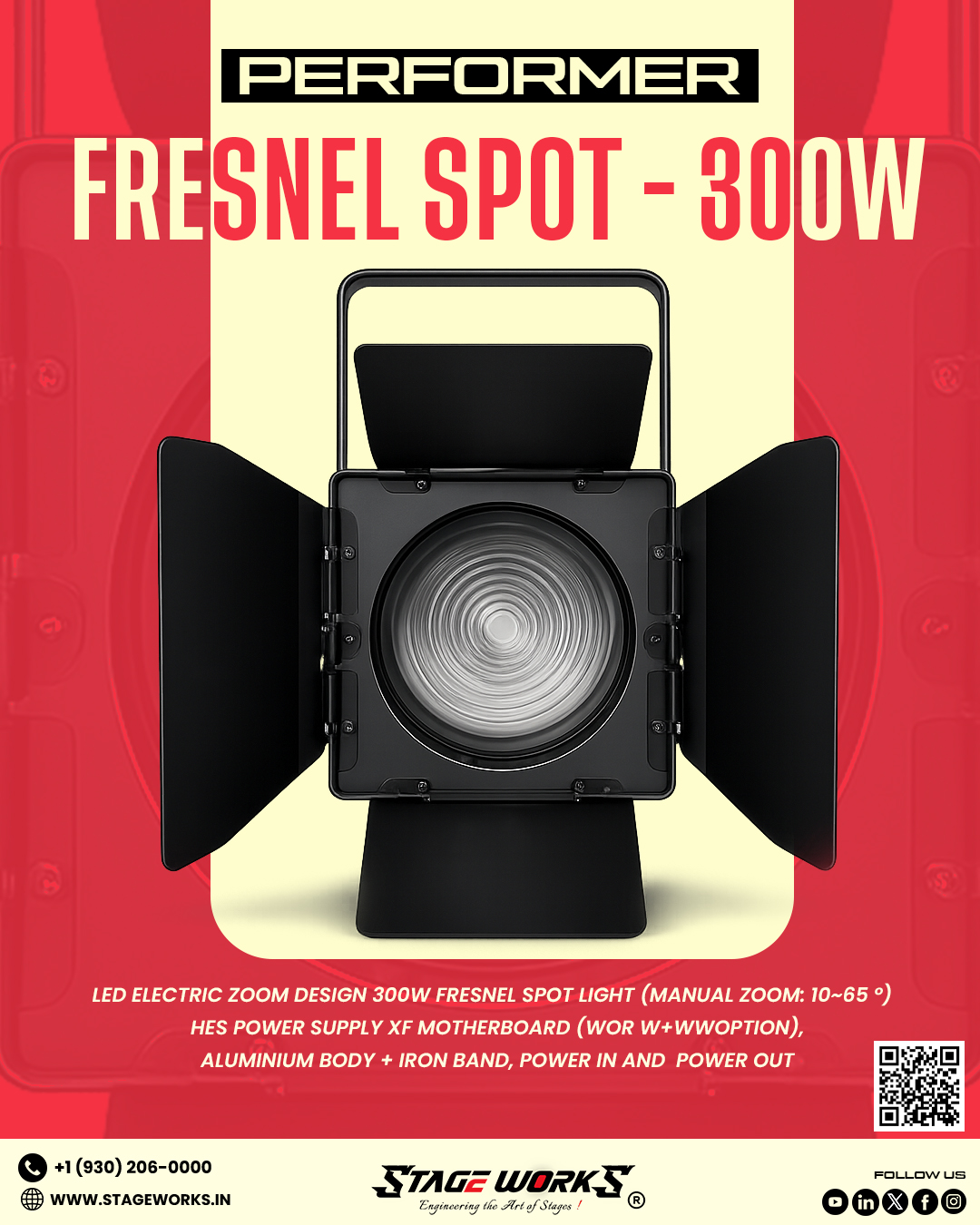 AI PERFORMER - FS 300 MZ 300W Fresnel Spotlight with Manual Zoom