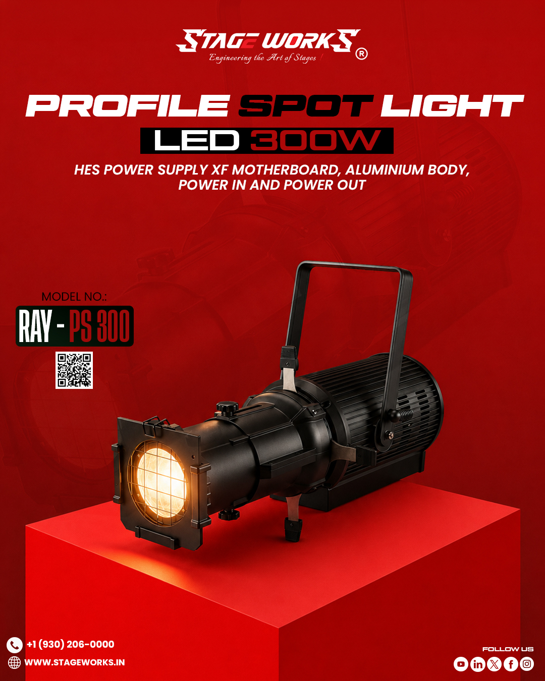AI RAY - PS 300/FF Fixed Focus 300W COB Profile Spotlight