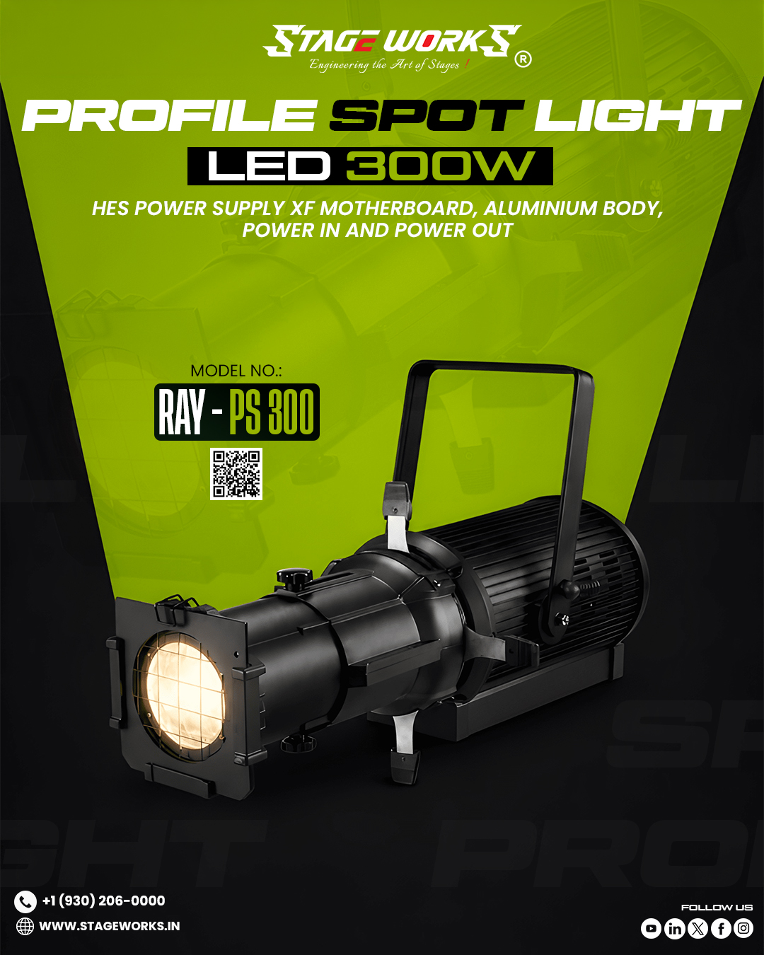 AI RAY - PS 300/FF Fixed Focus 300W COB Profile Spotlight