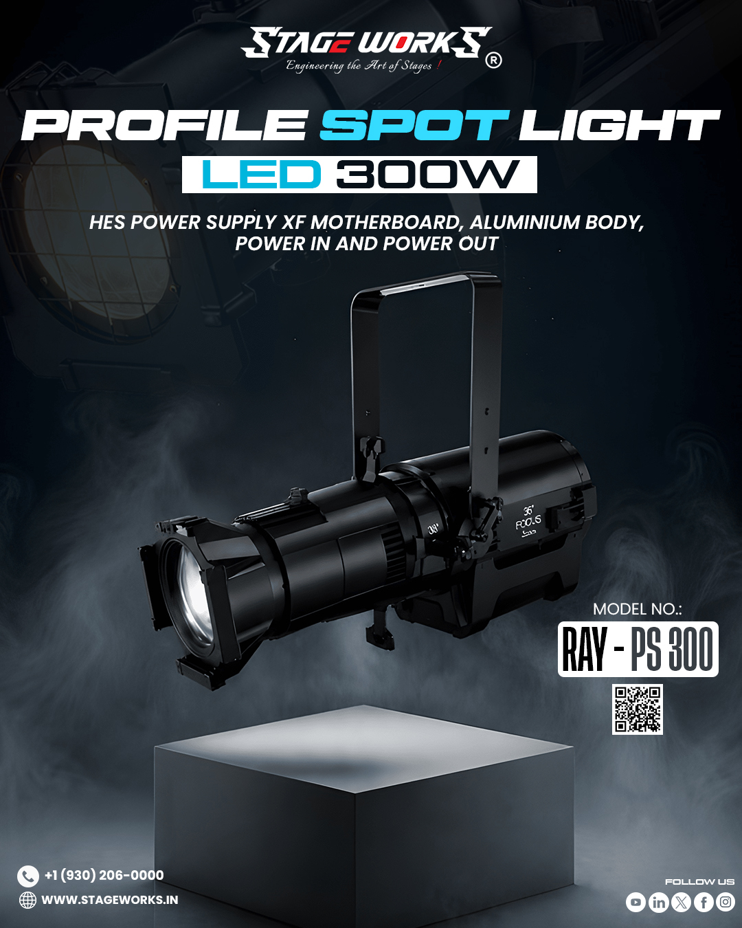 AI RAY - PS 300/FF Fixed Focus 300W COB Profile Spotlight