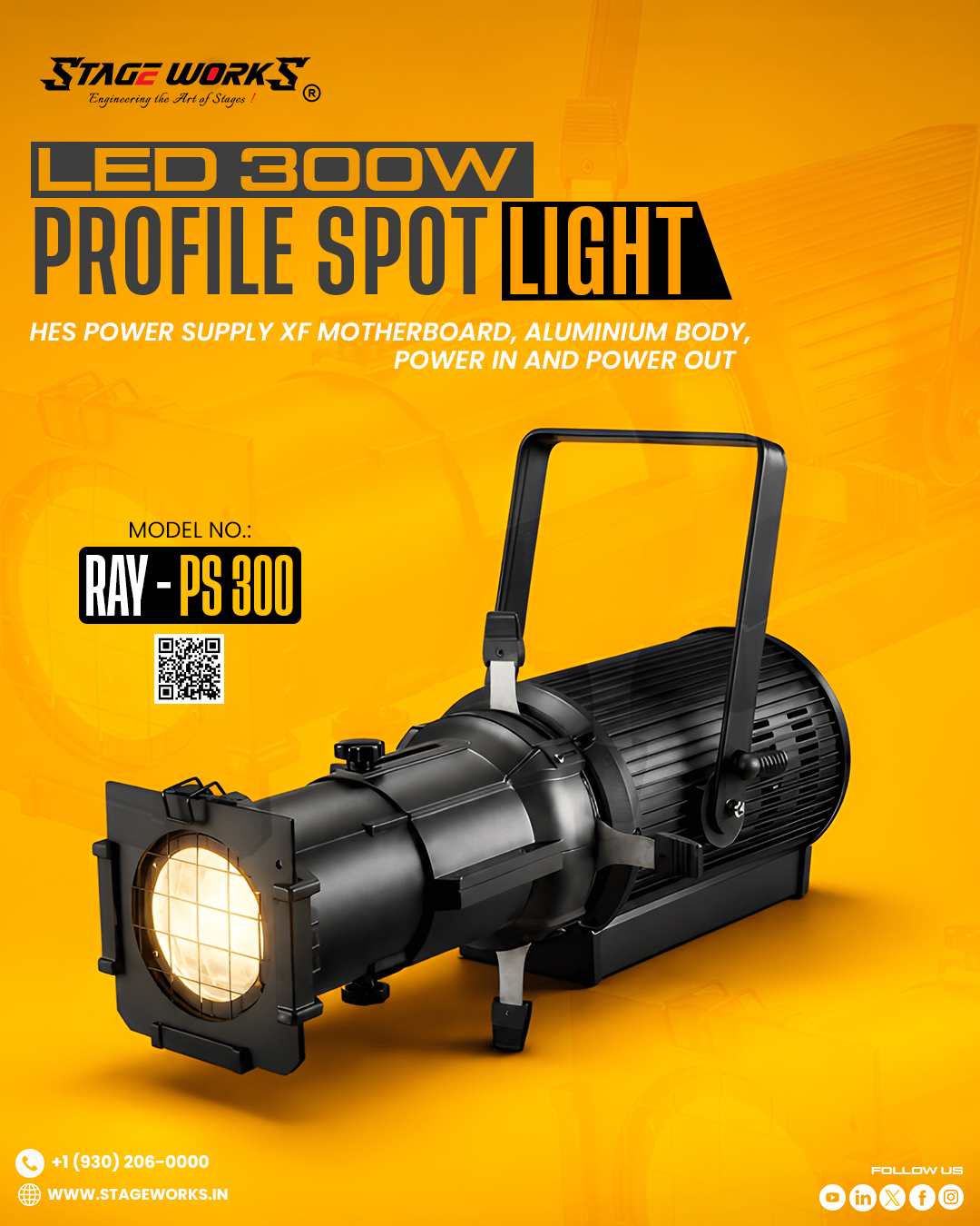 AI RAY - PS 300/FF Fixed Focus 300W COB Profile Spotlight