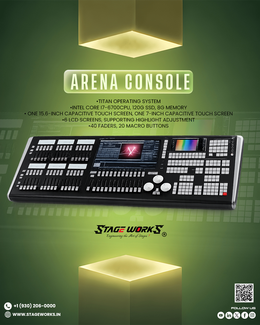 Arena DMX Lighting Console (Titan OS Dual Touchscreen 16-DMX)