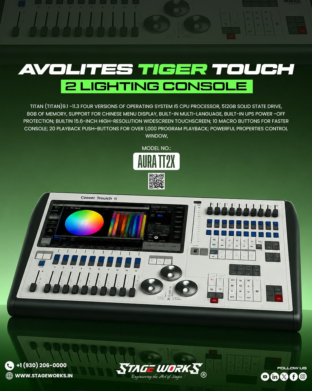 AURA TT2X Professional DMX Lighting Console (Titan OS 15.6" Touchscreen)