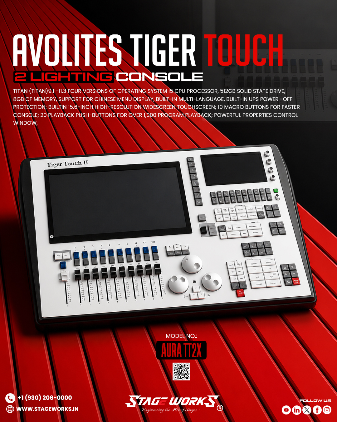 AURA TT2X Professional DMX Lighting Console (Titan OS 15.6" Touchscreen)