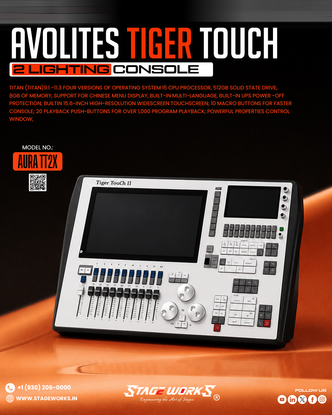 AURA TT2X Professional DMX Lighting Console (Titan OS 15.6" Touchscreen)