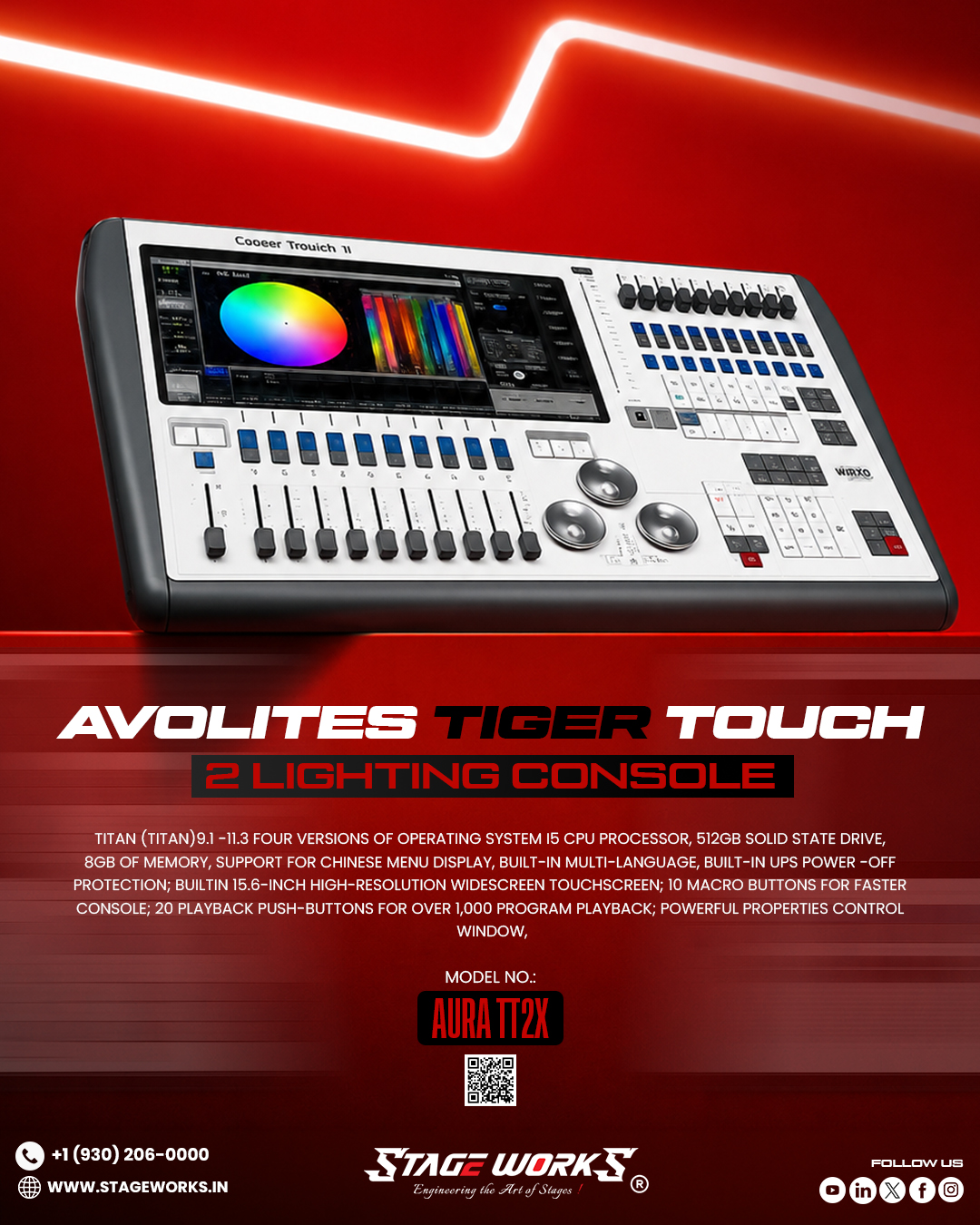 AURA TT2X Professional DMX Lighting Console (Titan OS 15.6" Touchscreen)