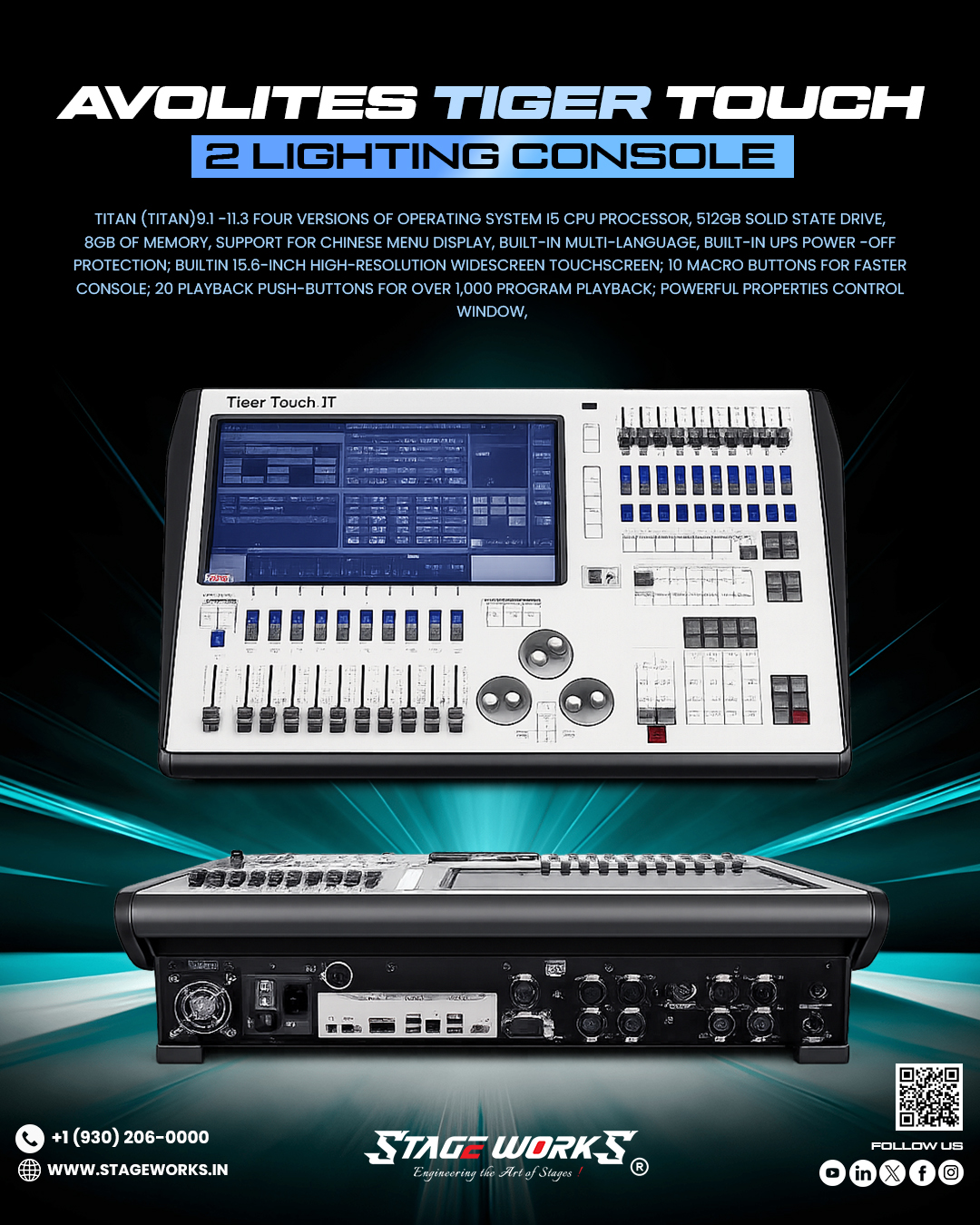 AURA TT2X Professional DMX Lighting Console (Titan OS 15.6" Touchscreen)
