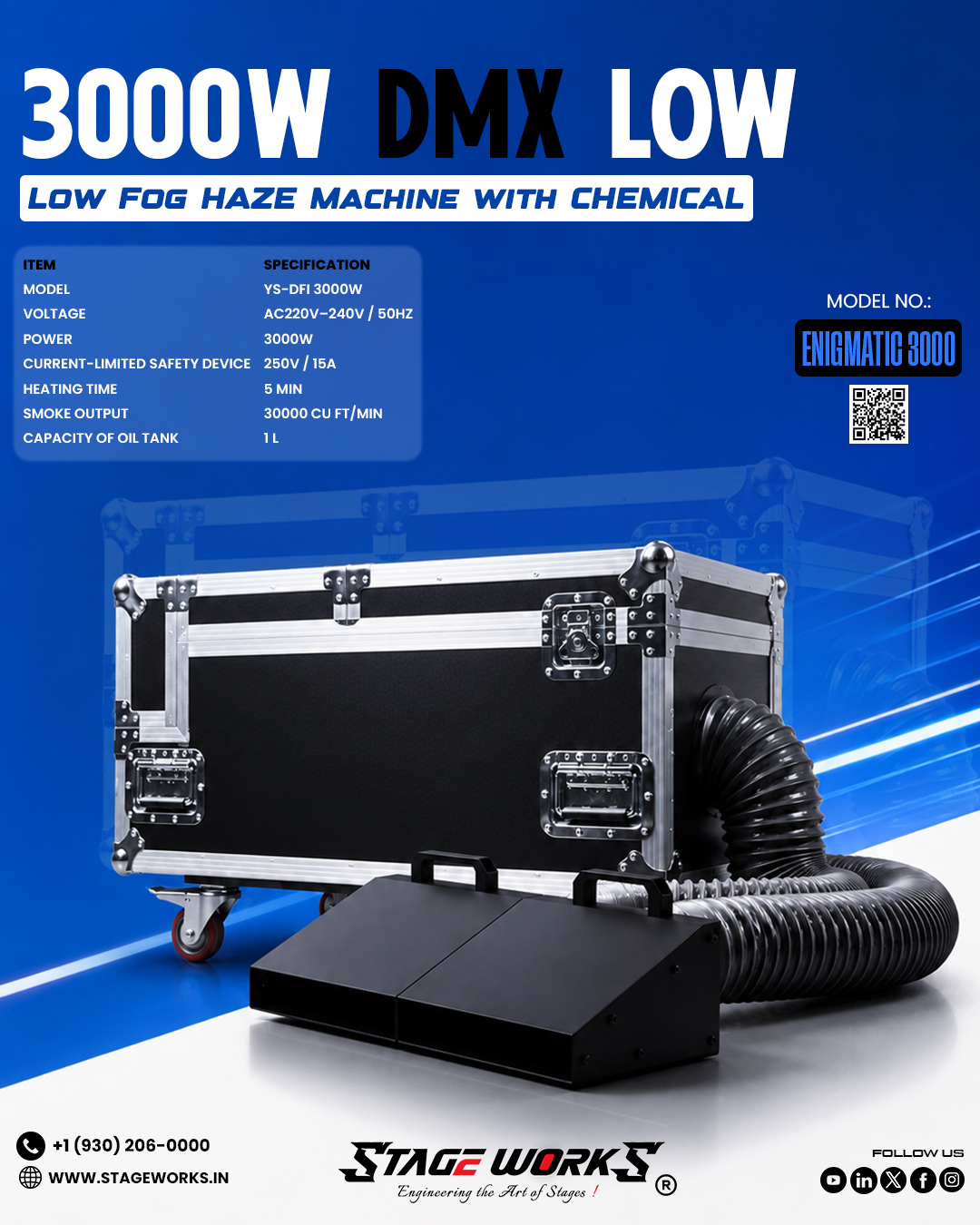 ENIGMATIC 3000 DMX 3000W Low-Lying Fog & Haze Machine