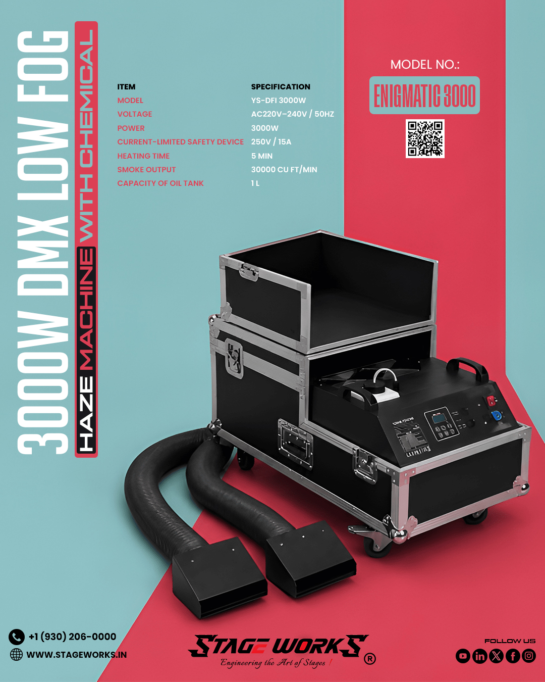 ENIGMATIC 3000 DMX 3000W Low-Lying Fog & Haze Machine