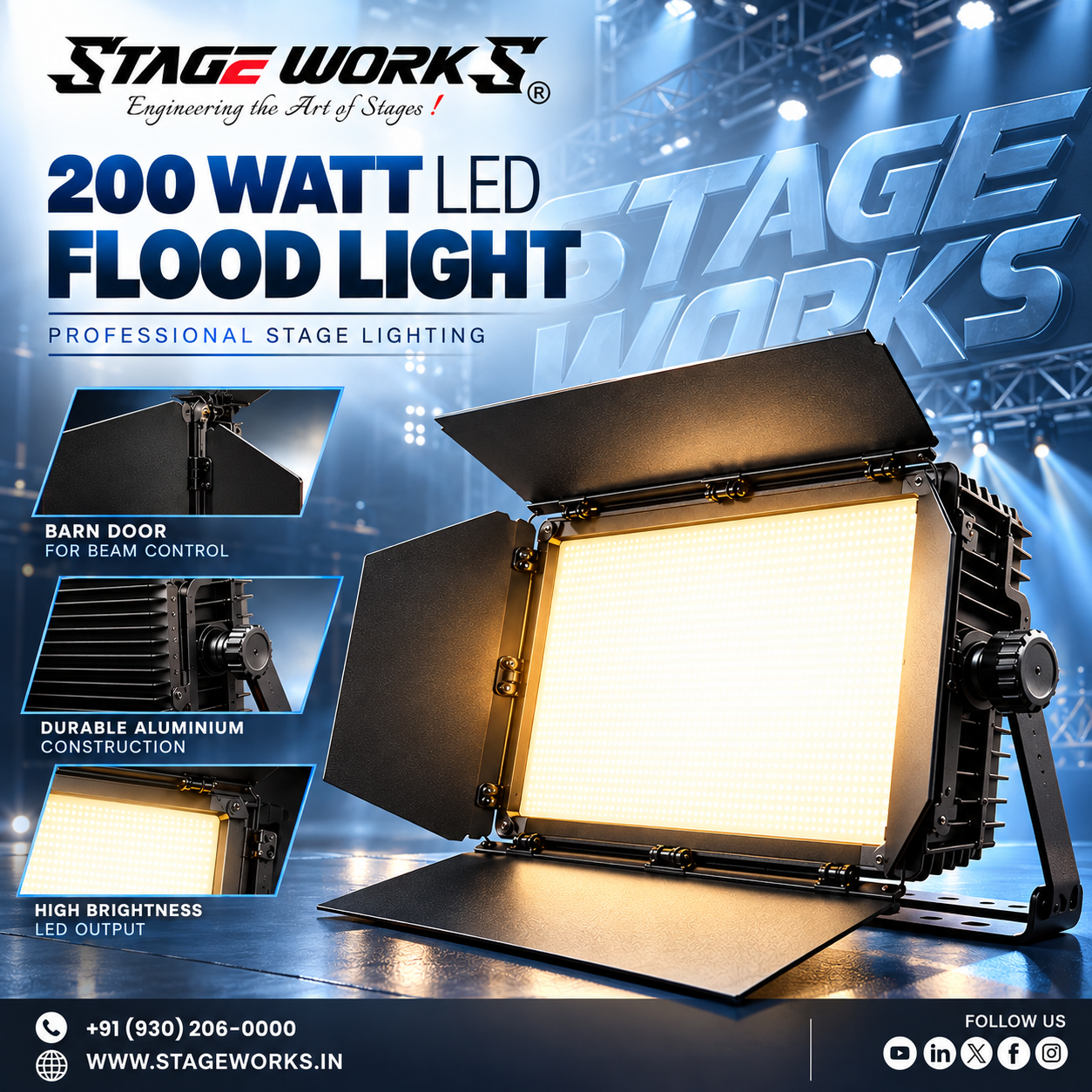 Stage Works 200W LED Wide-Angle Stage Flood Light