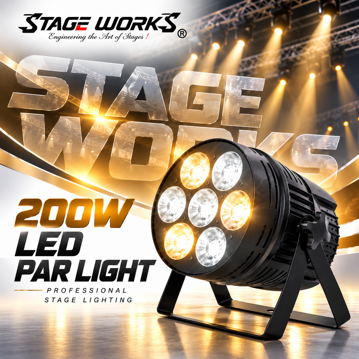 Stage Works 200W COB LED Studio PAR Light Multi-Lens