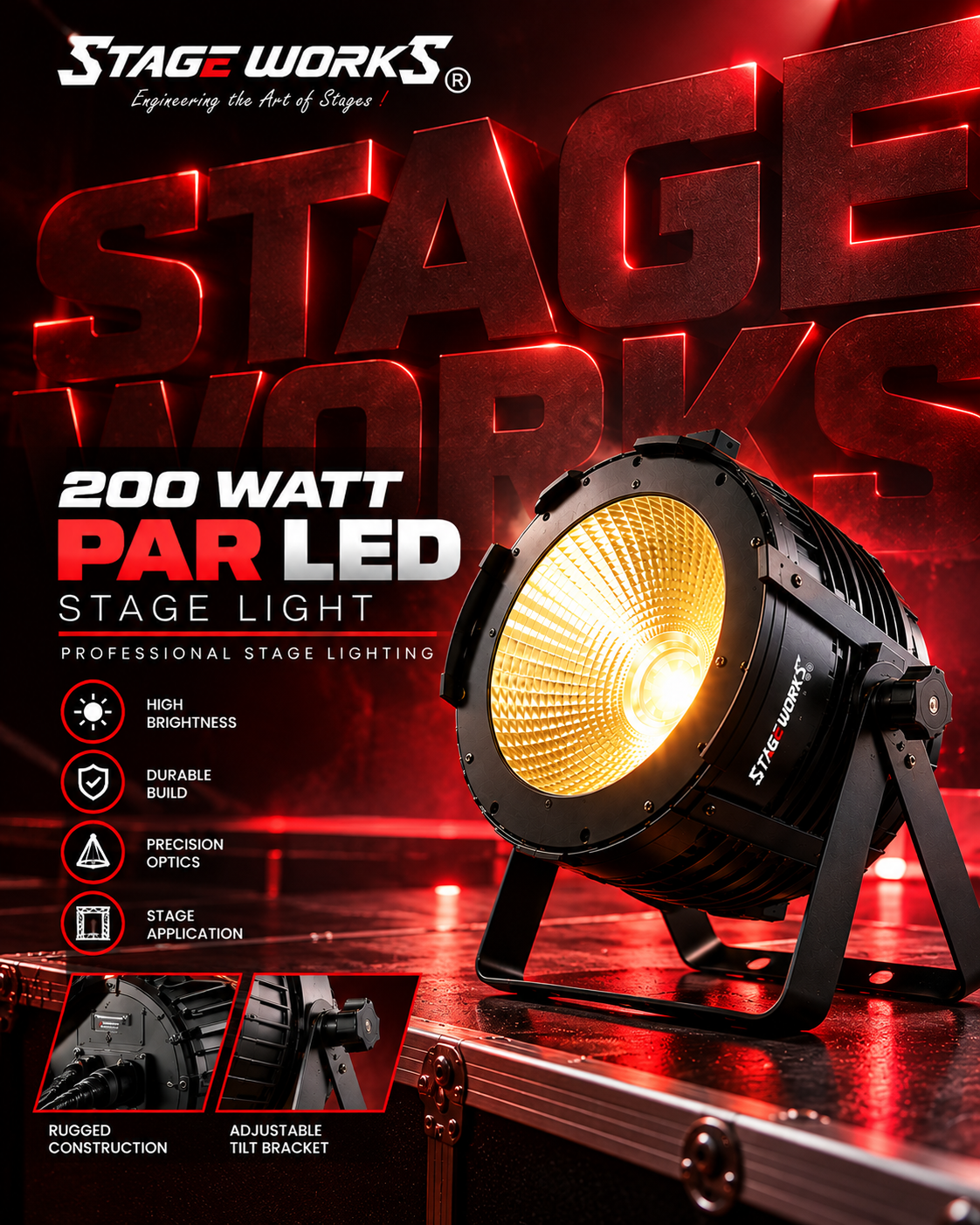 Stage Works 200W High-CRI COB LED Studio PAR Light