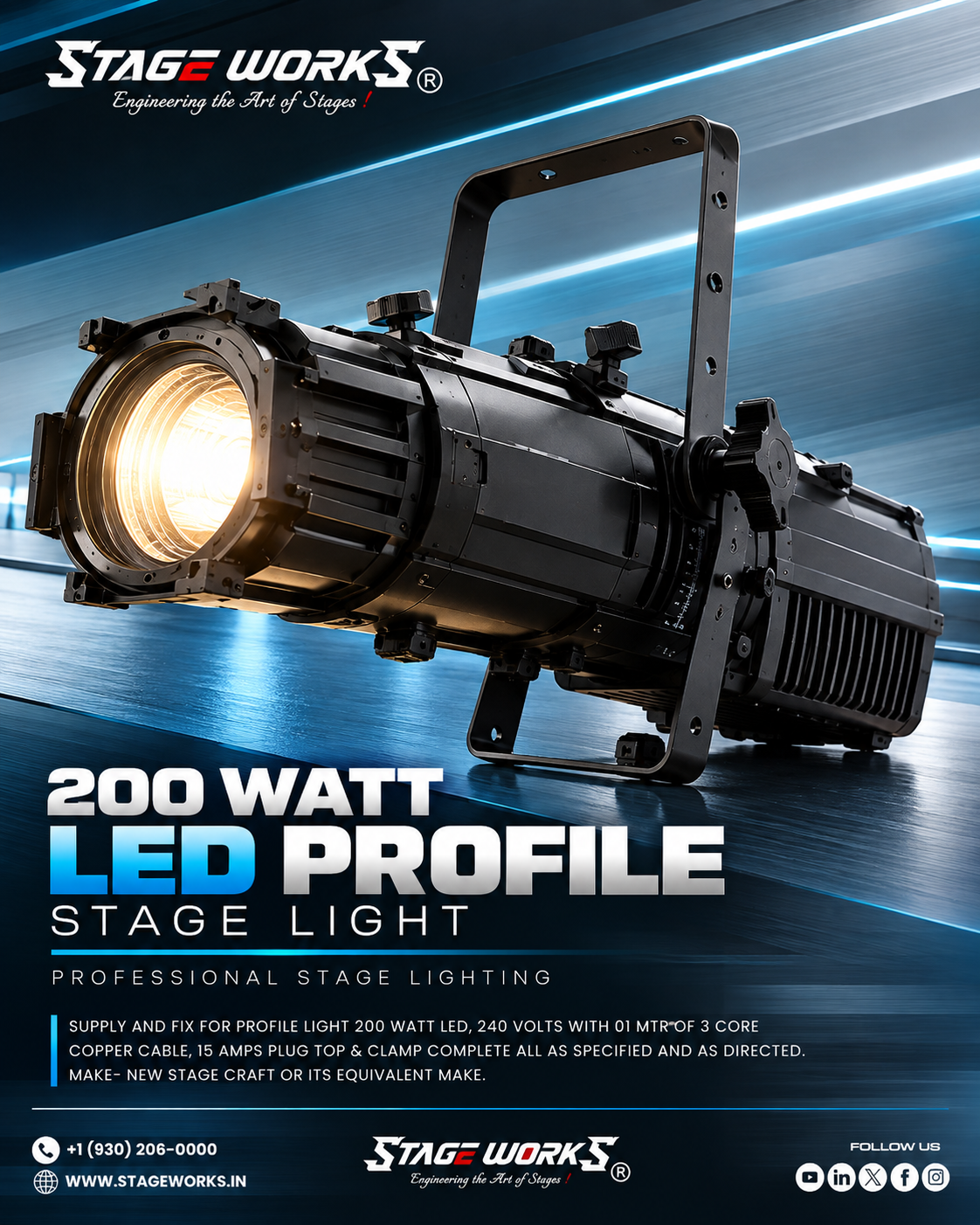 Stage Works 200W COB LED Profile Spotlight