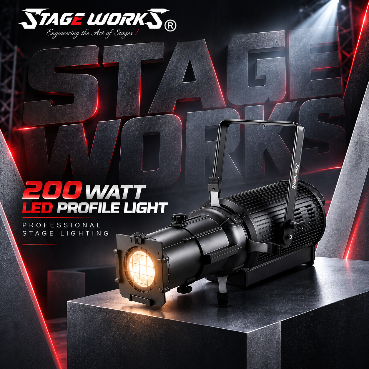 Stage Works 200W COB LED Profile Framing Spotlight (Ellipsoidal Leko)