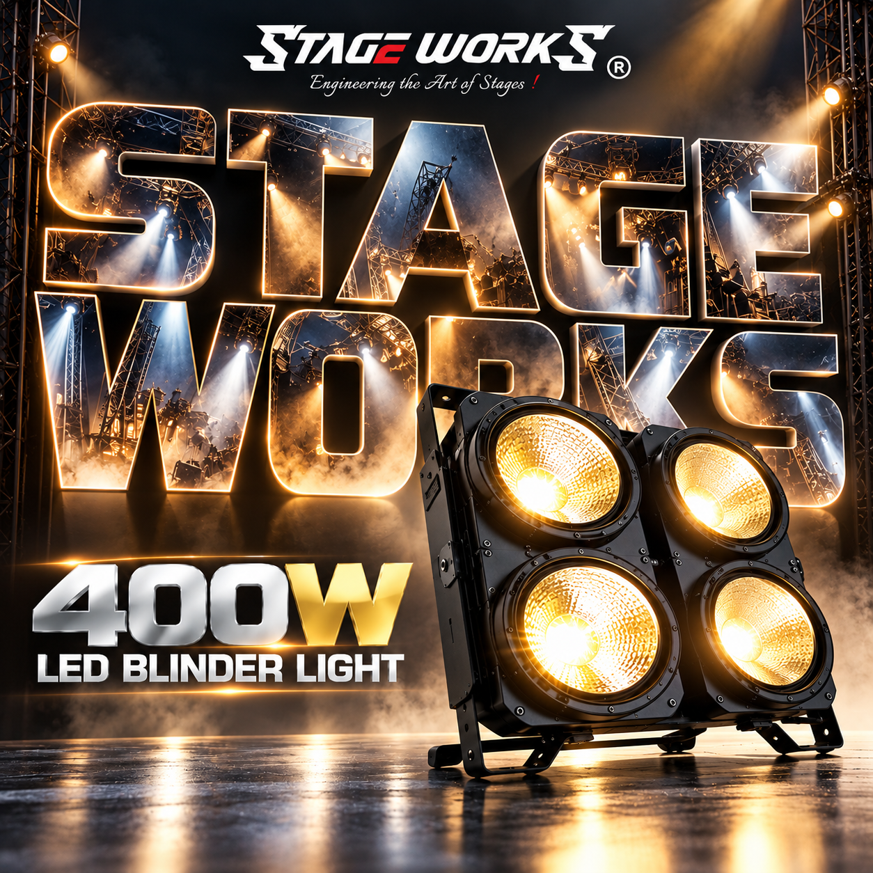 Stage Works 400W 4-Cell LED Audience Blinder Warm Glow