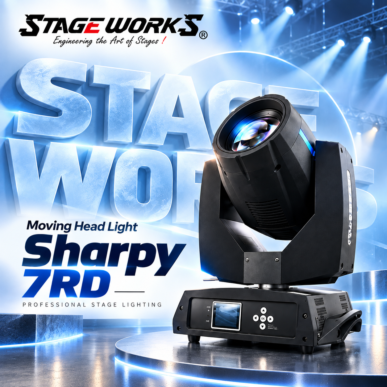 Stage Works Sharpy 7RD 230W Beam Moving Head Light Blue Glow